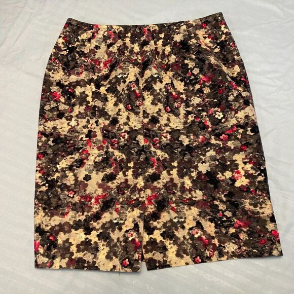 Talbots Woven Skirt Fall Floral Abstract Watercolor Lined Mini Chic Petite 2P - Picture 6 of 10